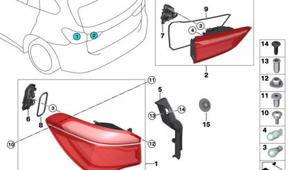Piloto trasero izquierdo OEM 63217488545 para BMW X1 F48 (11/2014 - 07/2019). Original BMW.
