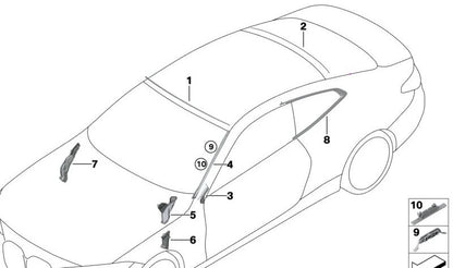 Canal de desagüe superior izquierdo OEM 51717427855 para BMW G42, G87, G20, G21, G28, G80, G81, G22, G23, G26, G82, G83, i3. Original BMW.