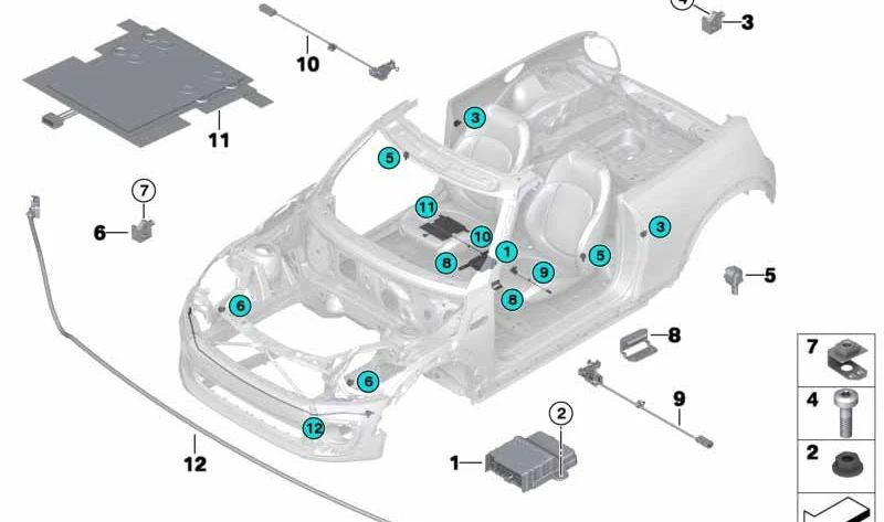 Sensor de protección de peatones PTS OEM 65765A2A040 para MINI F55, F56, F57 LCI (03/2020 - 02/2024). Original MINI.