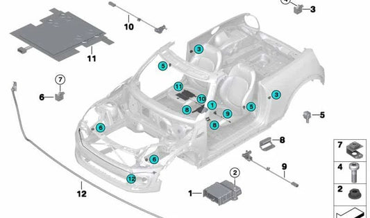 Sensor de protección de peatones PTS OEM 65765A2A040 para MINI F55, F56, F57 LCI (03/2020 - 02/2024). Original MINI.