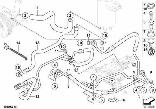 Returnrohr für BMW E60, E60N, E61, E61N, E63N, E64N (OEM 32416766145). Original BMW.
