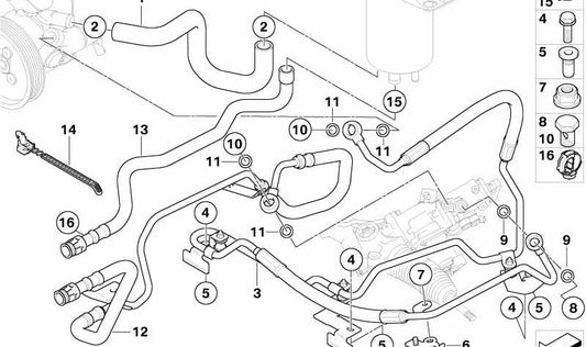 Manguito de expansión dirección activa OEM 32416761507 para BMW E60, E61, E63, E64. Original BMW.