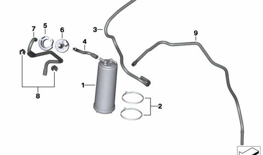 Tubo flexible OEM 16138485715 para motos BMW R1250R, R1250RS, R1200R, R1200RS. Original BMW Motorrad.