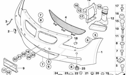 Print Printing Bumper OEM 51117841154 for BMW E63, E64. Original BMW.