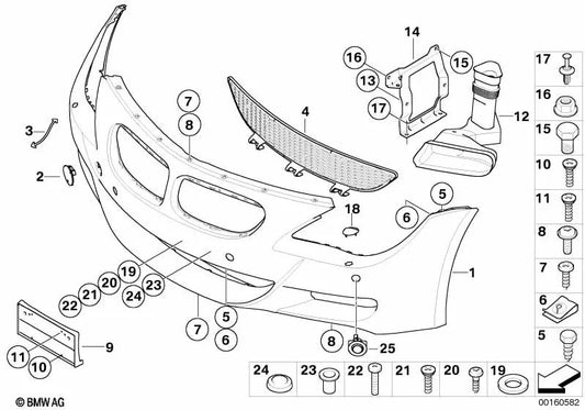 Front bumper trim primed for BMW E63, E64 (OEM 51117899505). Original BMW
