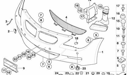 Soporte para matrícula imprimado OEM 51138043224 para BMW E63, E64. Original BMW.