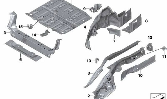 Larguero superior izquierdo OEM 41007402383 para BMW F44, F45, F46, F48. Pieza de carrocería original BMW.