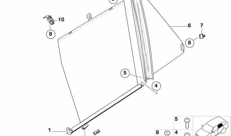 Rear right door sun protection blind for BMW E53 (OEM 51168266358). Original BMW.
