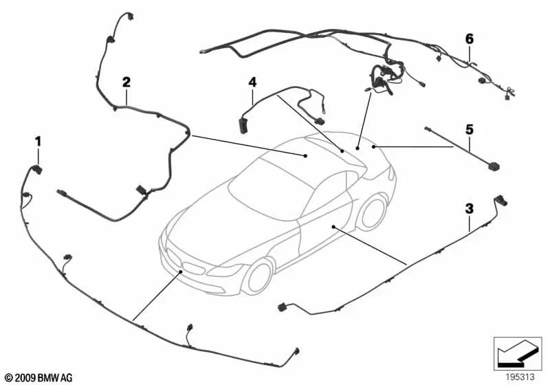 Front PDC cable set for BMW E89 (OEM 61129275116). Original BMW.