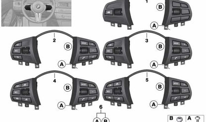 Interruptor del volante multifunción para BMW F20, F21, F22, F23, F30, F31, F34, F35 (OEM 61319261859). Original BMW