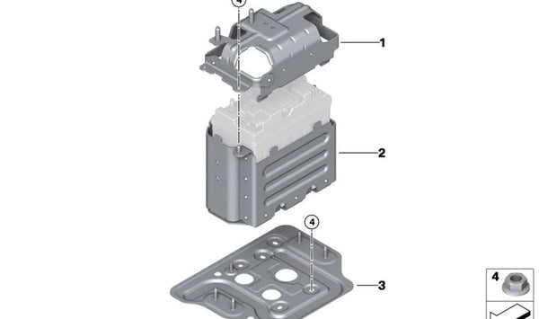 Soporte para batería auxiliar OEM 61218800589 para BMW G16, G05, F95, G06, F96, G07. Original BMW.