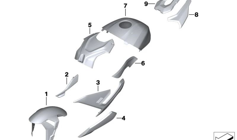 Carenagem gráfica esquerda lateral traseira OEM 46817923993 para BMW S 1000 R (K63). Originais BMW Motorrad.
