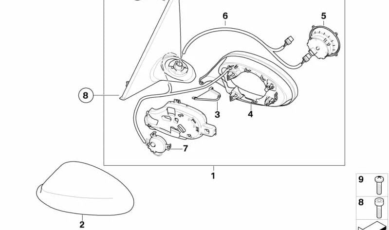 Specchio esterno senza vetro riscaldato a destra per BMW 3 E90N, E91N (OEM 51167282570). BMW originale