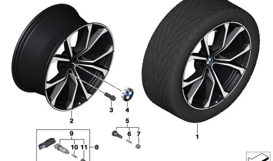 Llantas de aleación negras mate 19" (9Jx19 ET32) OEM 36115A1F914 para BMW Z4 G29 {sDrive20i, Z4 M40i} (2018-2026). Original BMW.