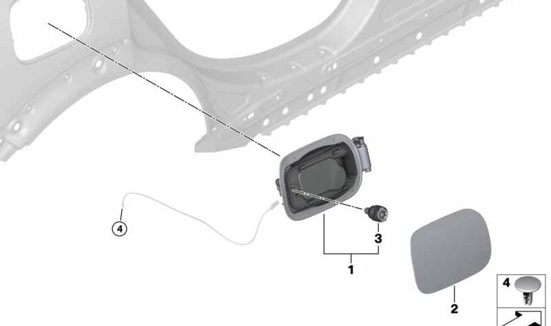 Chapaleta de relleno trasera OEM 51917382720 para MINI Countryman F60, F60 LCI. Original MINI.