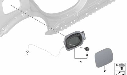 Chapaleta de relleno trasera OEM 51917382720 para MINI Countryman F60, F60 LCI. Original MINI.
