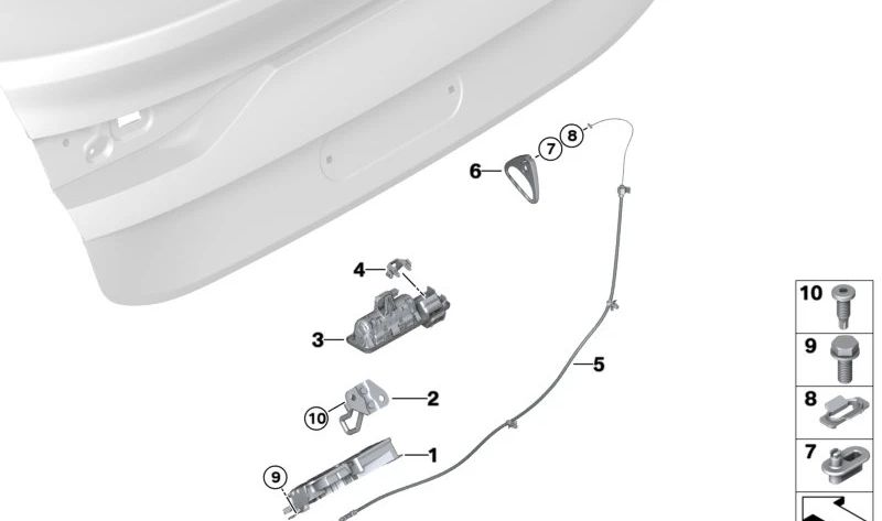 Cable de emergencia para desbloqueo del capó OEM 51247487041 para BMW F44 (Original BMW).