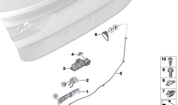 Cable de emergencia para desbloqueo del capó OEM 51247487041 para BMW F44 (Original BMW).