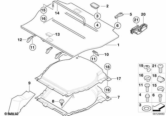 Piso do porta-malas para BMW X5 E53 (OEM 51477129745). BMW original