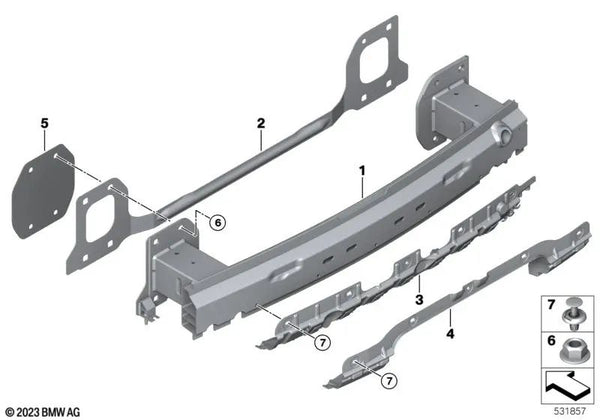 Adaptador soporte trasero OEM 51127498072 para BMW X7 G07, G07 LCI. Original BMW.