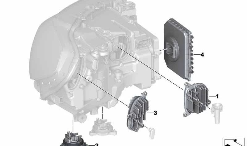Módulo de control electrónico para faros OEM 63117472771 para BMW F90, G30, G31, G32, G11, G12, G01, G02, F98. Controla el encendido y funciones de los faros. Original BMW.