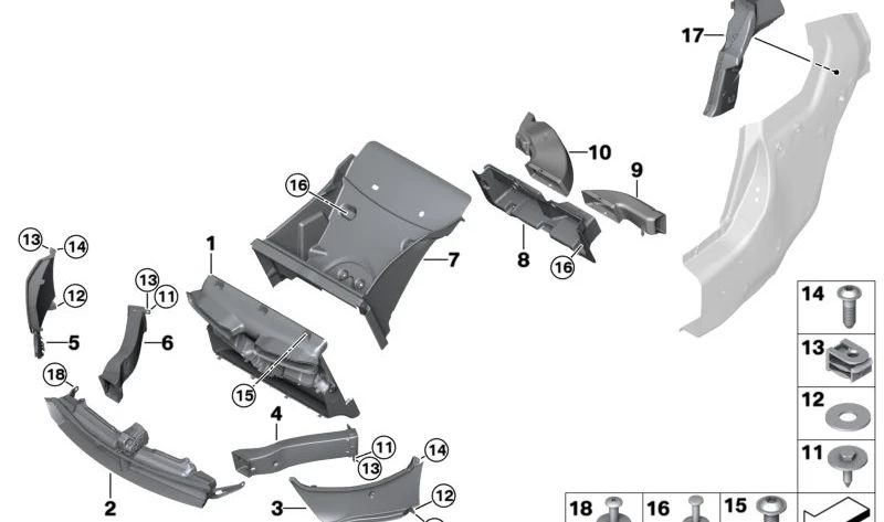 Air duct for BMW i I12, I12N, I15 (OEM 51747355434). Original BMW