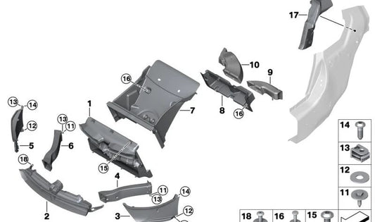 Air duct for BMW i I12, I12N, I15 (OEM 51747355434). Original BMW
