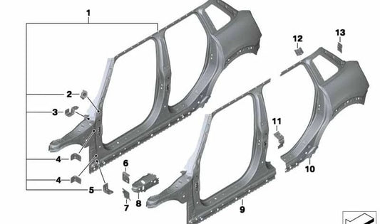 Marco lateral exterior derecho OEM 41007408788 para MINI F55 Cooper, Cooper S, versiones automáticas y manuales (2014-2024). Original MINI.