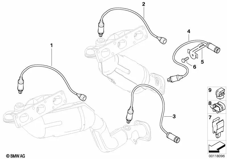 Sonda de regulación lambda delantera OEM 11787515827 para BMW E46 (12/2001 - 05/2006). Original BMW.