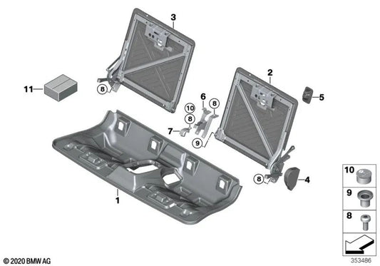 Backrest structure left for BMW I01, I01N (OEM 52207304333). Original BMW.