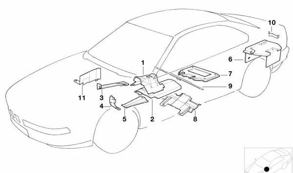 Protector térmico OEM 51481970332 para BMW E31. Original BMW.