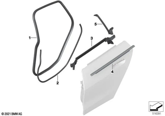 Canal externo da porta traseira direita para BMW 4 G26 Series (OEM 51357482972). BMW original.