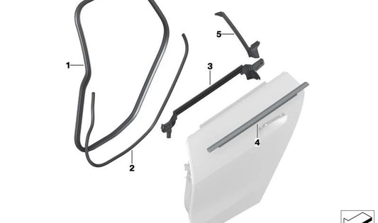 Coperchio esterno della porta posteriore sinistra per BMW 4 G26, G26E, G26F (OEM 51357482973). BMW originale