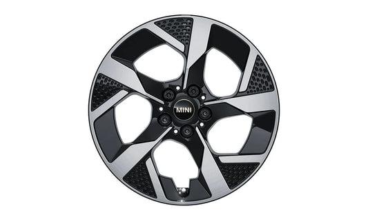 Llantas de aleación Slide Spoke 958 de 18" OEM 36115A3E639 para MINI F65, F66, F67. Acabado bicolor Jet Black brillante. Original MINI.