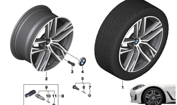 Llantas de aleación ligera 18" gris grafito OEM 36116896768 para BMW G26, G26E, G26F, G26N. Original BMW.