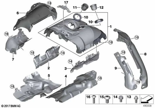 Escudo térmico esquerdo para BMW G30, G11, G12 (OEM 11658601905). BMW original