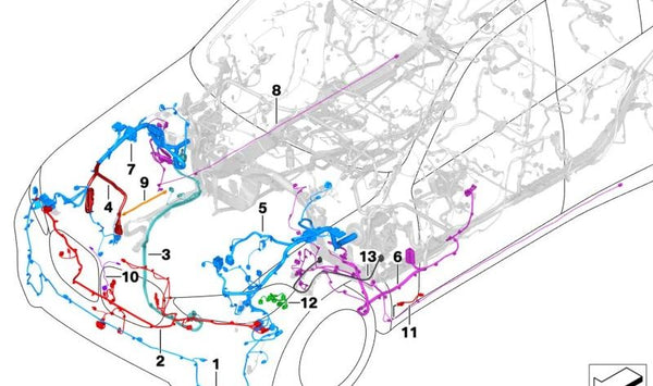 Cableado para parachoques delantero OEM 61125A75A11 para BMW E21, E30, E12, E28, E24, E23, G05. Original BMW.