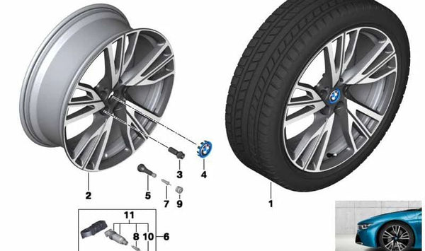 Llantas de aleación ligera en negro mate OEM 36116885173 para BMW I12 (i8 Coupé) e I15 (i8 Roadster). Original BMW.