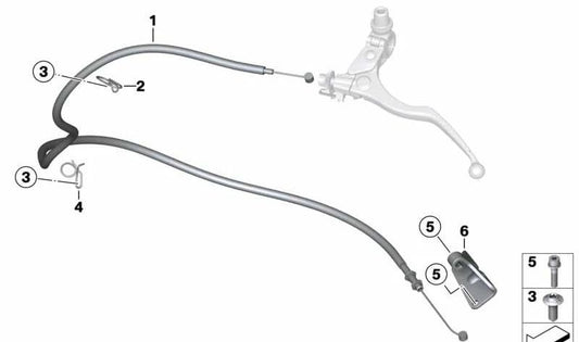 Cabo de tração da embreagem OEM 32738555346 para motocicletas BMW S 1000 XR (K49). BMW Motorrad original.
