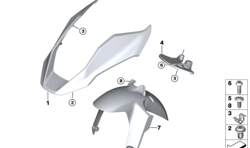 Guardabarros delantero inferior OEM 46611541474 para motos BMW R1300GS, R1300GS Adventure. Original BMW Motorrad.