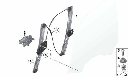 Motor de elevalunas delantero derecho OEM 67627406634 para BMW F30, F31, F80. Original BMW.