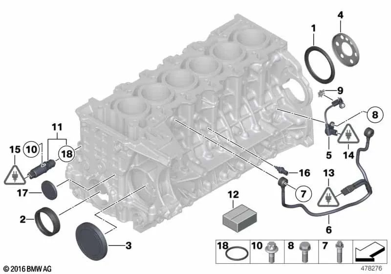 Serie sensore dell'albero motore BMW 1 E82, E88, F20, F21, 2 F22, F23, 3 Serie E90N, E91N, E92N, E93N, F30, F31, F34, F80, 4 F32 Series, F33, F36, F82, Serie 5 F07 , F10, F11, Serie 6 F06, F12, F13, 7 F01N Series, F02N, X1 E84, X3 F25, X4 F26, X5 F15, X6