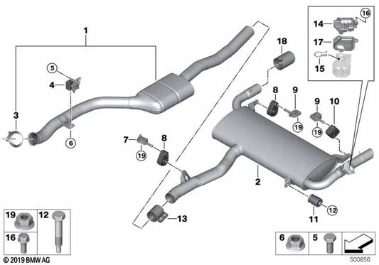 Rear silencer for BMW X3 G01N (OEM 18309846288). Genuine BMW.