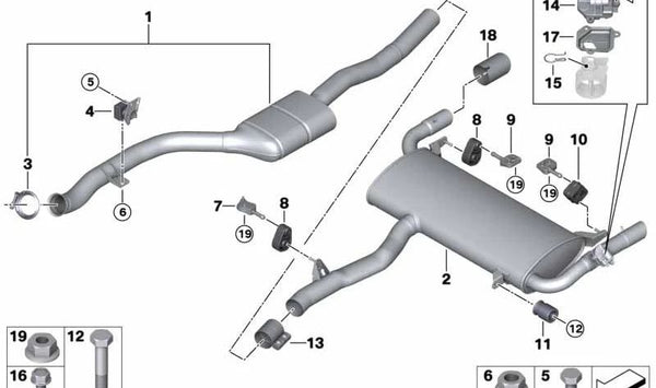 Silencioso trasero con válvula de escape OEM 18308693961 para BMW (X4 G02). Original BMW.