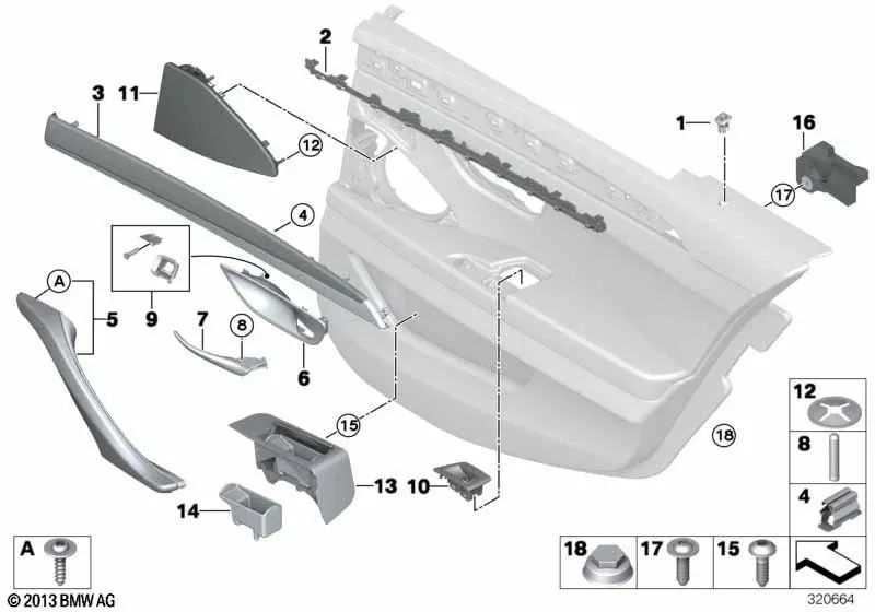 Couverture de haut-parleur droite pour la série BMW 5 F10, F11, F18 (OEM 5142726466). BMW d'origine
