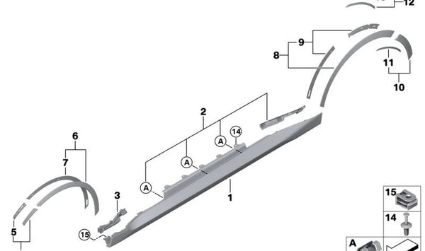 Aletín de paso de rueda delantero izquierdo imprimado OEM 51775A2E945 para BMW G42. Original BMW.