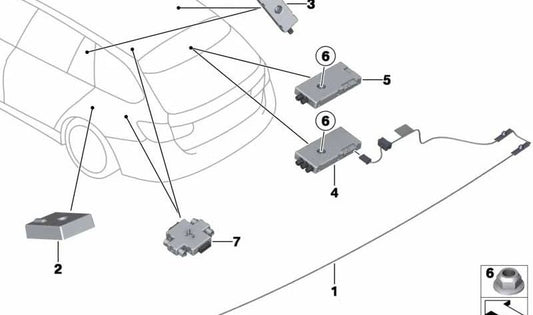 Amplificador de antena Diversity OEM 65209231510 para BMW F30, F31, F34. Original BMW.