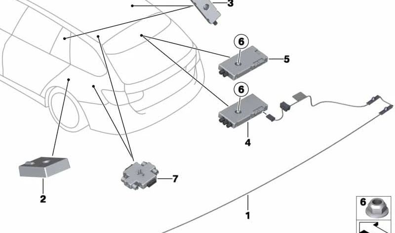 Tuerca OEM 07149243746 para BMW F31, F31N. Compatible con sistema de antena. Pieza original BMW.