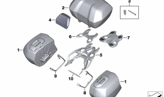 Juego puente portaequipajes desacoplado OEM 77448389059 para BMW Motorrad S 1000 XR (K49). Original BMW Motorrad.