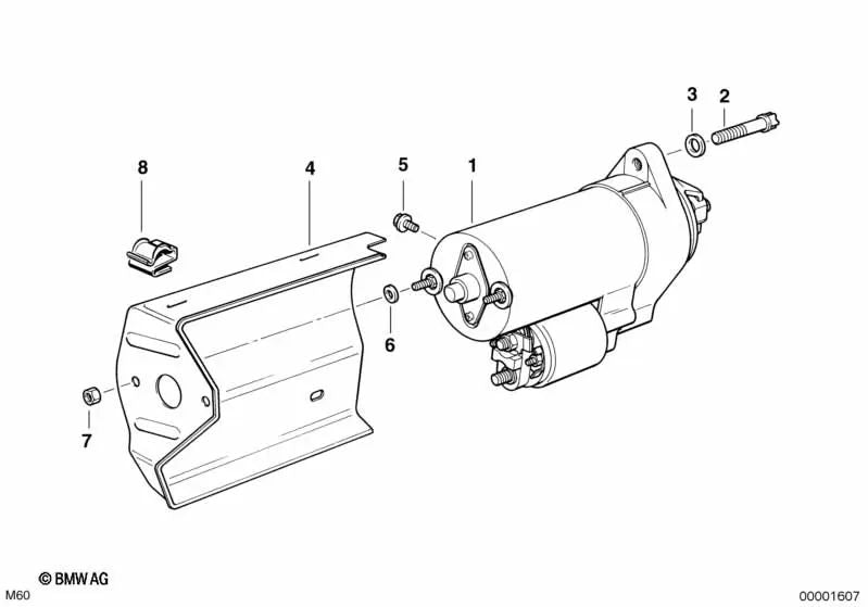 Starten Sie die Thermalschutzplatte für BMW 5 E39, X5 E53, Z8 E52 (OEM 12411438331). Original BMW